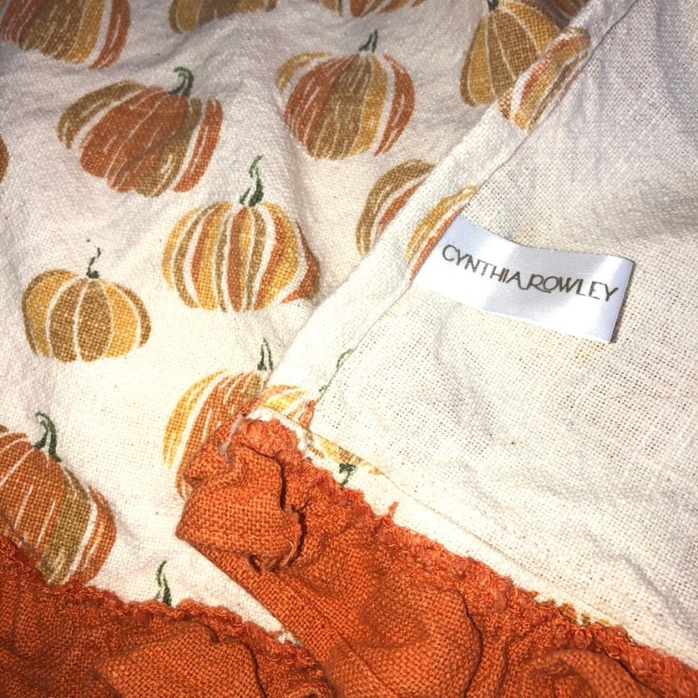 Cynthia Rowley Summer FALL Orange Pumpkin Gourd print apron Thanksgiving